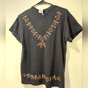 P.G.B. Black Embellished Vintage Tshirt Size Small Gold Detailing
